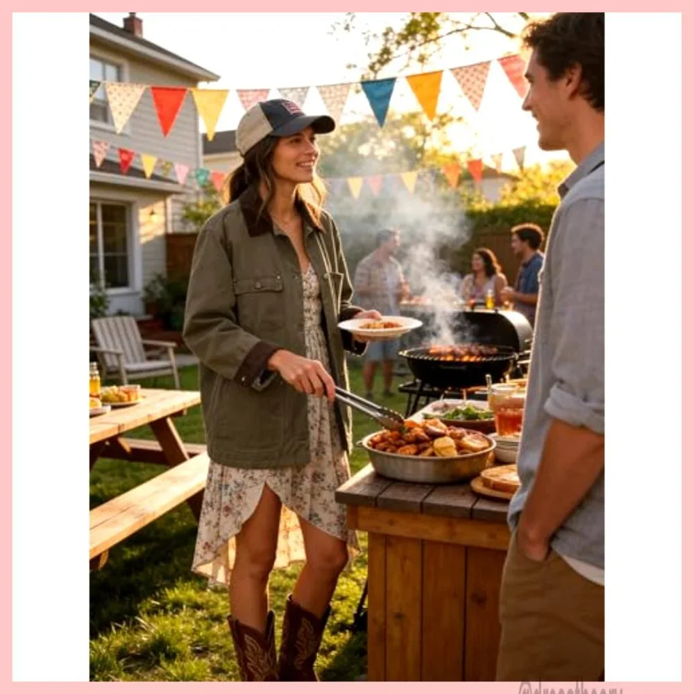 Oversized Cotton Barn Jacket with Corduroy Collar, Utility Pockets, Vintage - Picture 7 of 7